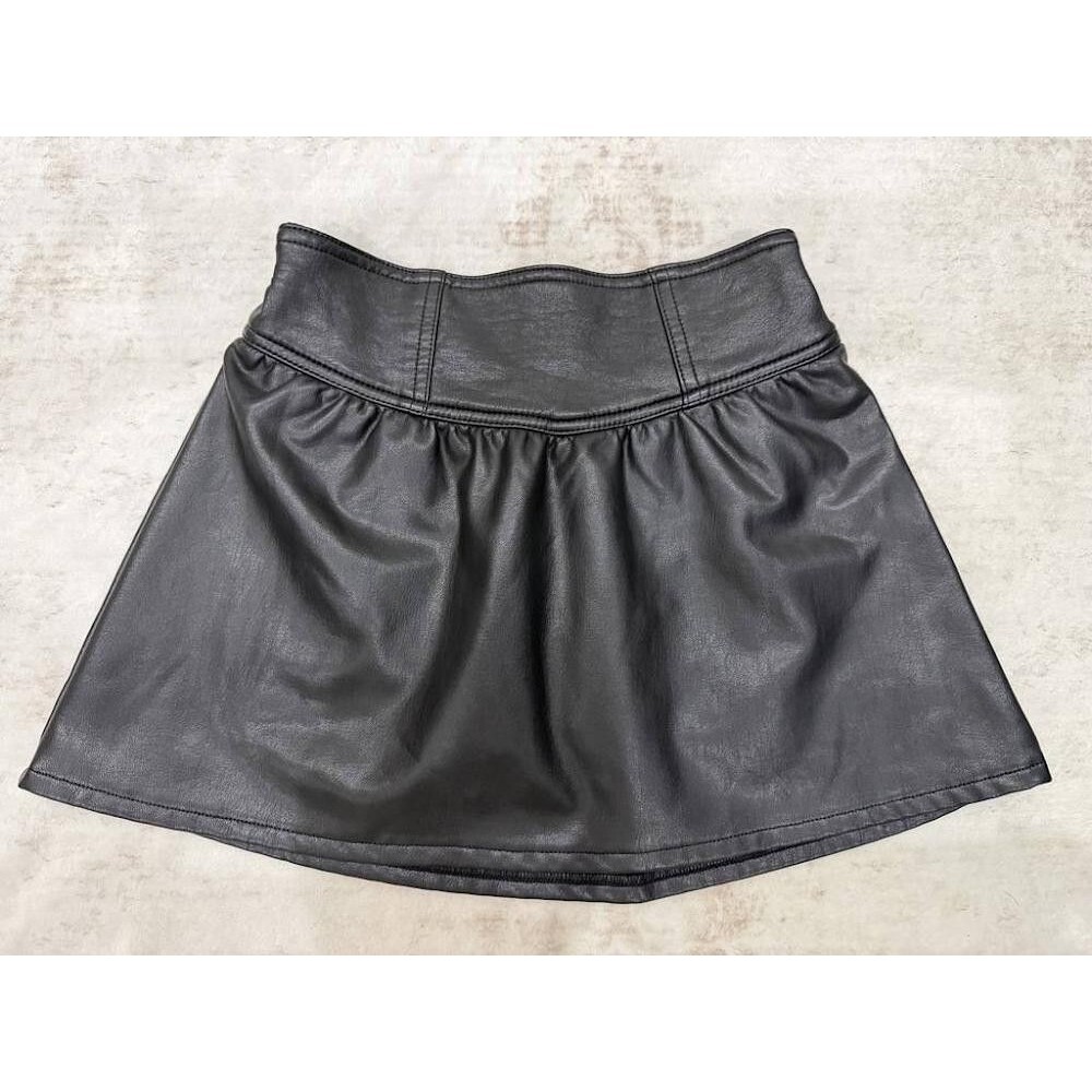 Abercrombie Kids Black Faux Leather Skater Skort 9/10